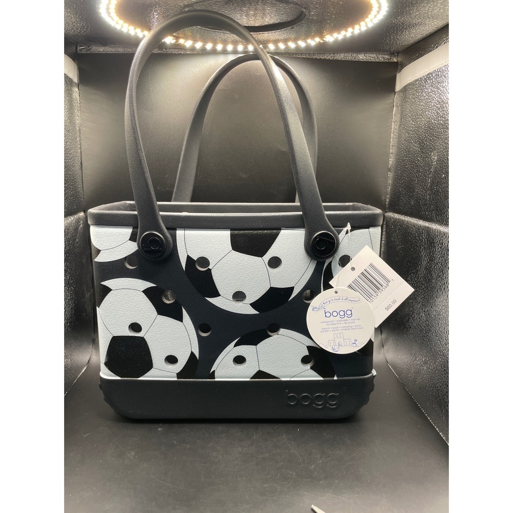 Bogg Bag Baby Bogg Tote Soccer Ball Print Black White EVA Washable Beach Bag NWT